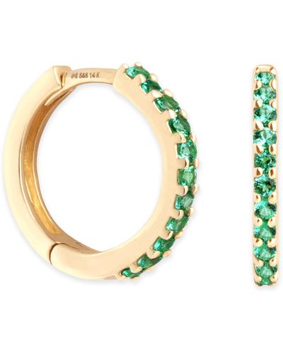 Astrid & Miyu Yellow Gold And Emerald Single Hoop Earring - Metallic