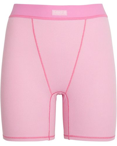 Skims Ribbed Boxer Shorts - Pink