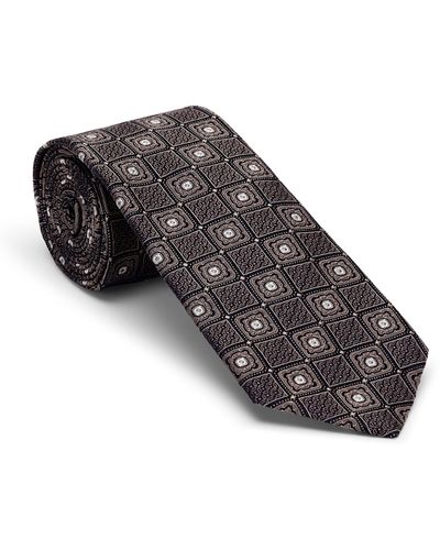 Brunello Cucinelli Silk Geometric Print Tie - Black