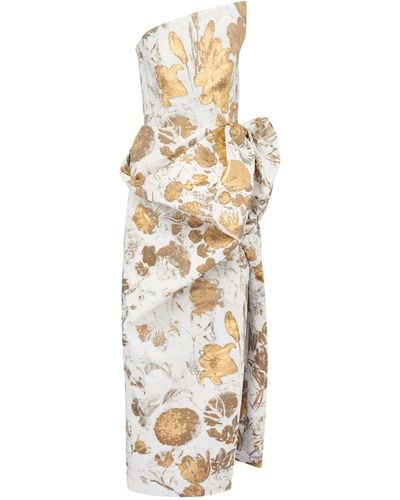 Alexander McQueen Floral-jacquard Maxi Dress - Metallic