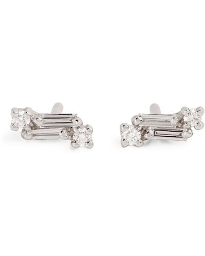Suzanne Kalan White Gold And Diamond Fireworks Stud Earrings