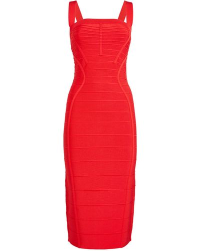 Hervé Léger Bandage Midi Dress - Red