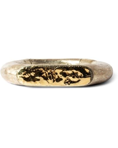 Parts Of 4 Gold-plated Sterling Silver Roman Thin Bangle - Metallic