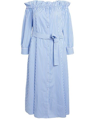 Marina Rinaldi Cotton Striped Maxi Dress - Blue