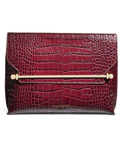 Strathberry Croc-embossed Leather Stylist Clutch Bag - Red