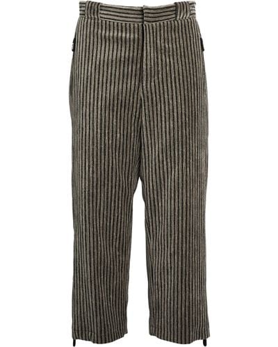 Giorgio Armani Velvet Striped Pants - Gray