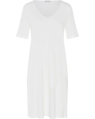 Hanro Cotton Short-sleeve Rosa Nightdress - White