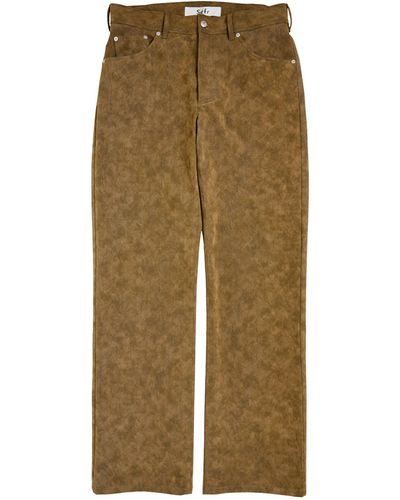 Séfr Brushed Moss-effect Trousers - Green