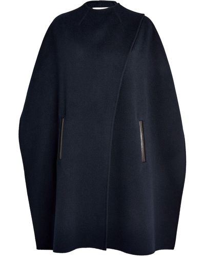 Yves Salomon Leather-trim Cape - Blue