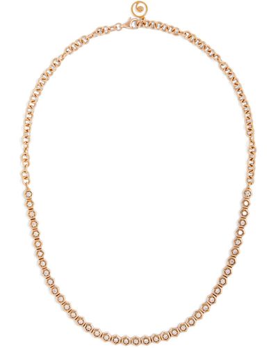 BeeGoddess Rose Gold And Diamond Honeycomb Necklace - White