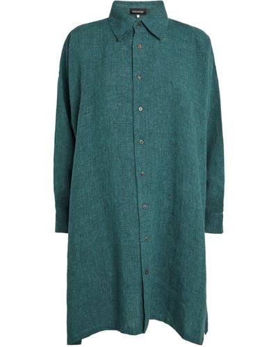 Eskandar Linen A-line Shirt - Green