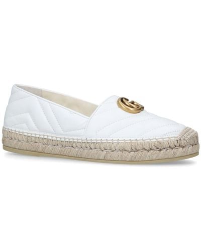 Gucci Pilar Quilted Leather Flatform Espadrilles - White