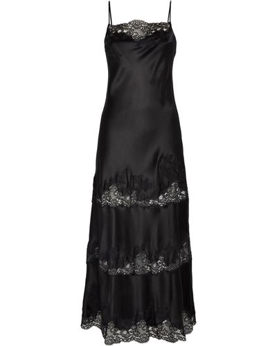 Carine Gilson Silk Lace-trim Nightdress - Black