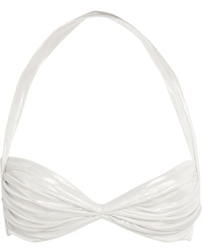 Norma Kamali Lamé Bikini Top - White