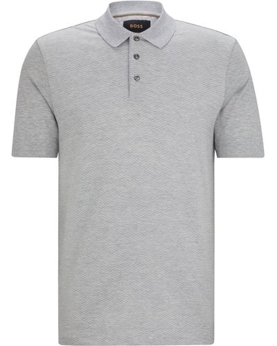 BOSS Cotton-silk Polo Shirt - Grey