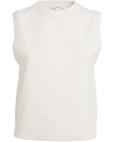 Vince Wool-cashmere Cropped Jumper Vest - White