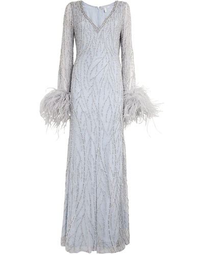 Rachel Gilbert Sequinned Nowa Gown - Grey