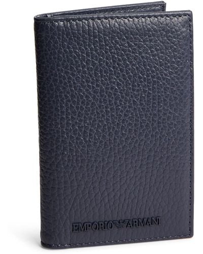 Emporio Armani Leather Bifold Card Holder - Blue
