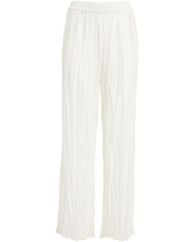 NINETY PERCENT Crinkled Cida Straight Trousers - White