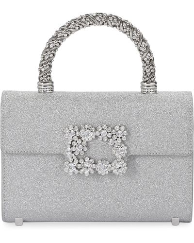 Roger Vivier Mini Flower Jewel Envelope Top-handle Bag - Grey
