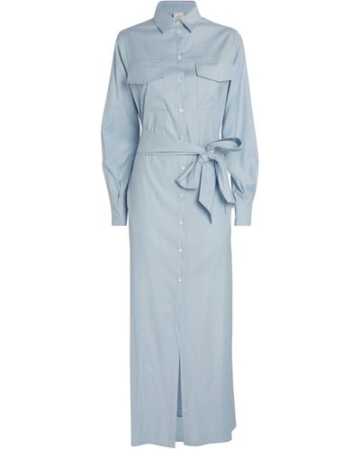 Eleventy Belted Midi Shirt Dress - Blue