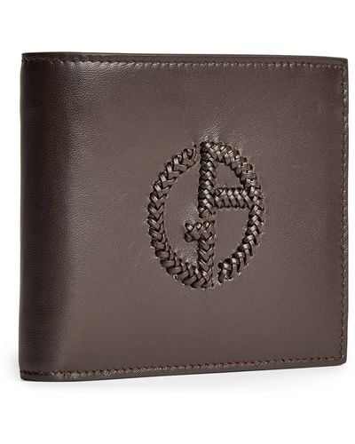 Giorgio Armani Leather Logo Bifold Wallet - Brown