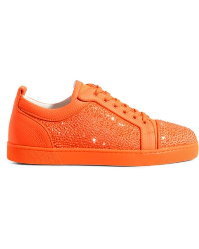Christian Louboutin Louis Junior Strass Leather Sneakers - Orange