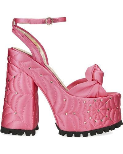 Charlotte Olympia Satin Miranda Platform Sandals 155 - Pink