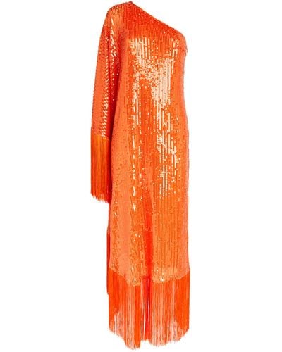 ‎Taller Marmo Fringed Spritz Disco Maxi Dress - Orange
