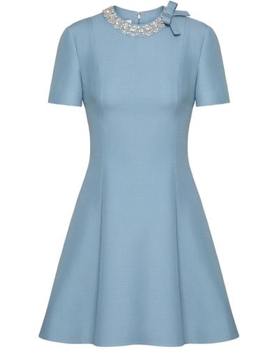 Valentino Garavani Bow-neck Mini Dress - Blue