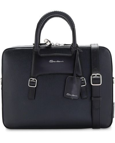 Santoni Leather Briefcase - Black