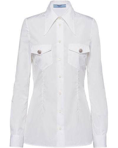 Prada Cotton Button-detail Shirt - White