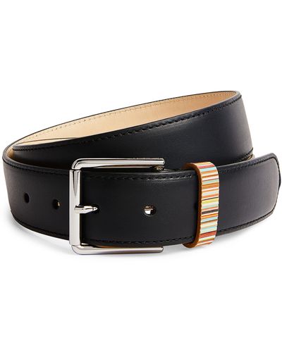 Paul Smith Leather Signature Stripe Belt - Black