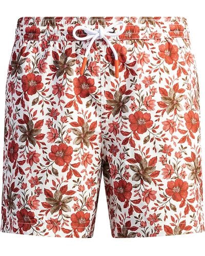 Isaia Patterned Swim Shorts - Red