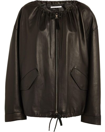 Helmut Lang Leather Ruched Jacket - Black