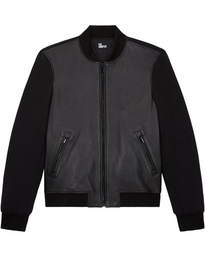 The Kooples Leather Bomber Jacket - Black