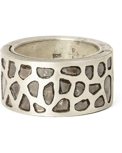 Parts Of 4 Acid-treated Sterling Silver And Diamond Sistema Ring - Metallic