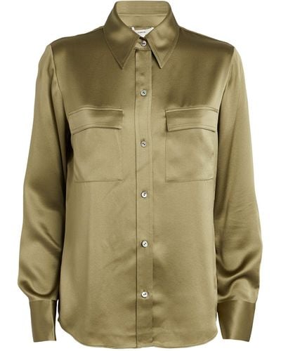 Vince Silk Pocket-detail Shirt - Green