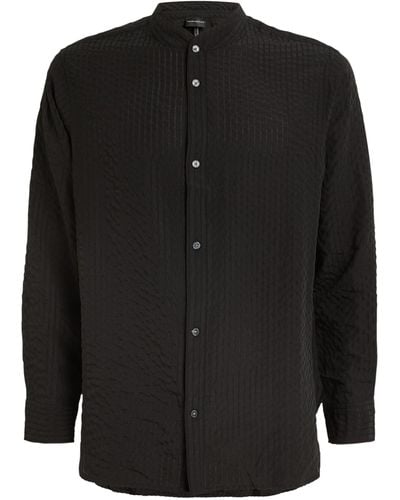 Emporio Armani Collarless Textured Shirt - Black