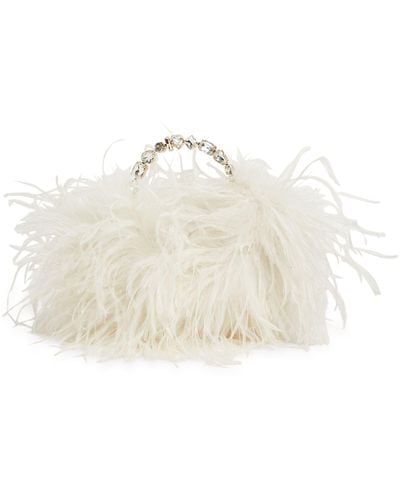 L'ALINGI Ostrich Feather Pouch Clutch Bag - White