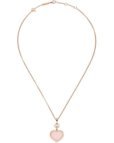 Chopard Rose Gold, Opal And Diamond Happy Hearts Pendant - Metallic