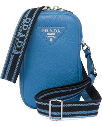 Prada Mini Leather Cross-body Bag - Blue