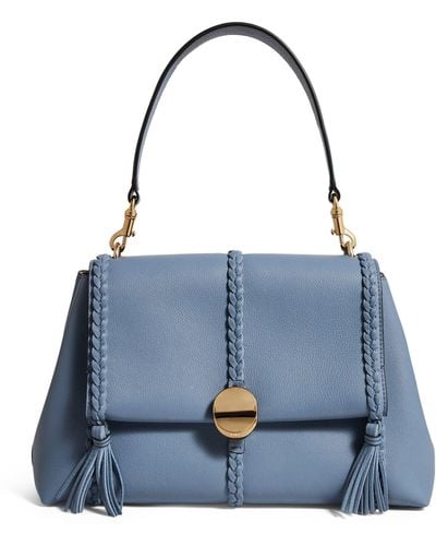Chloé Medium Leather Penelope Shoulder Bag - Blue