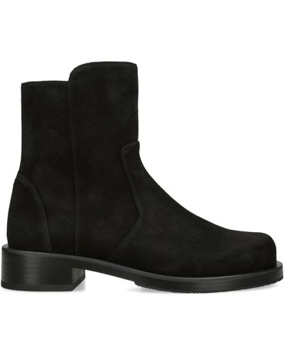 Stuart Weitzman Suede 5050 Bold Zipped Ankle Boots 40 - Black