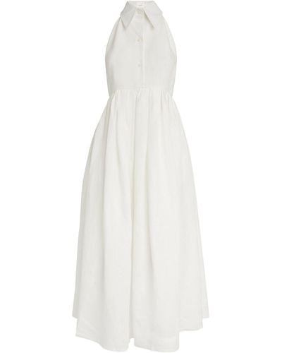 Piece of White Linen Aida Midi Dress - White