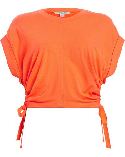 AllSaints Cropped Ruched Mira T-shirt - Orange