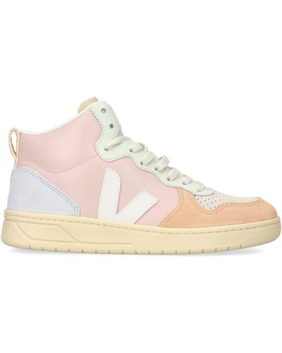 Veja Leather V-15 High-top Trainers - Pink