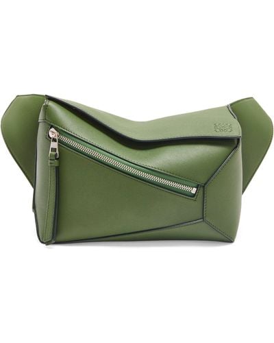 Loewe Small Leather Puzzle Belt Bag - Green