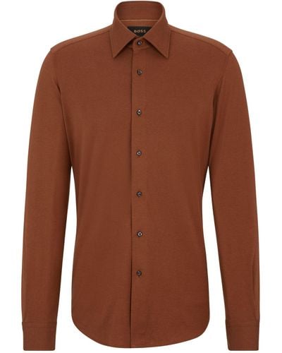 BOSS Cotton-blend Shirt - Brown