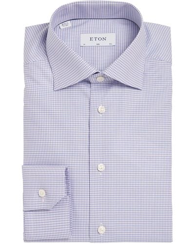 Eton Cotton-blend Check Print Shirt - Purple